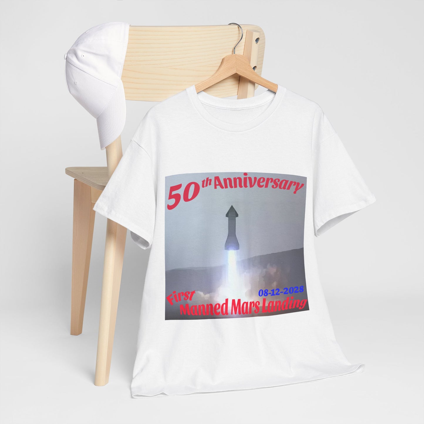 First Manned Mars Landing, 50th Anniversary Tee- 08-12-2028, Mars T-shirt