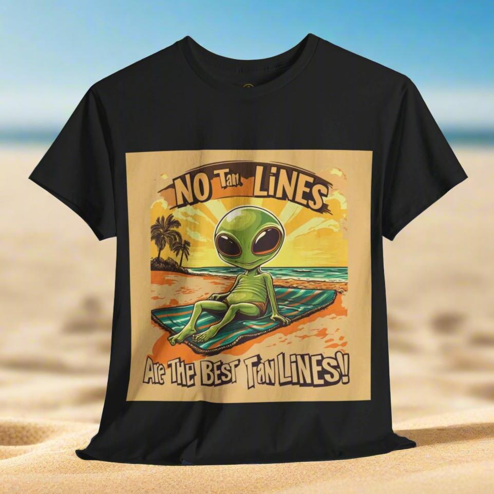 No Tan Lines Are The Best Tan Lines Alien Tee, Fun Alien Beach T-Shirt