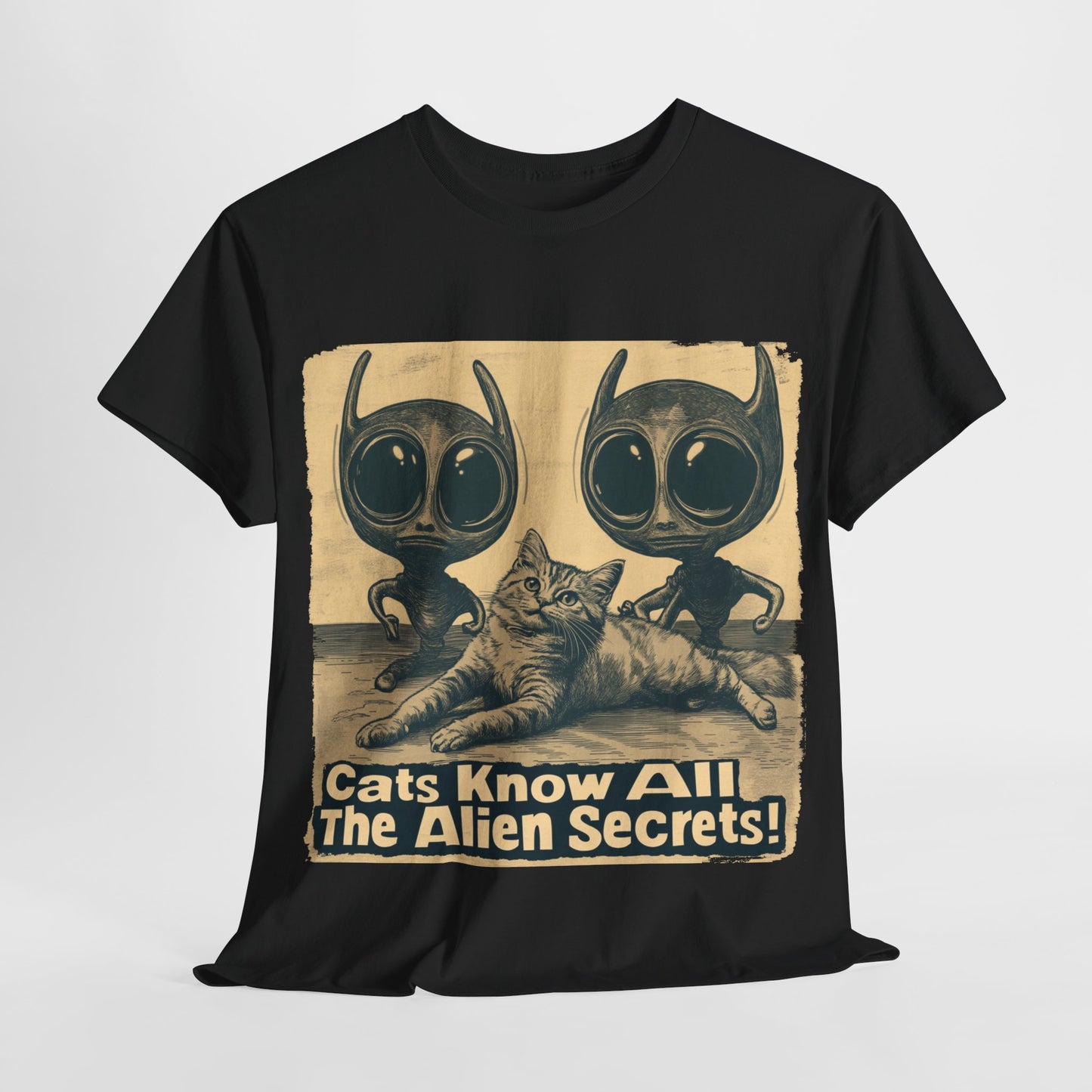 Alien and Cat Tee, Fun Alien T-shirt, Funny Cat Tee