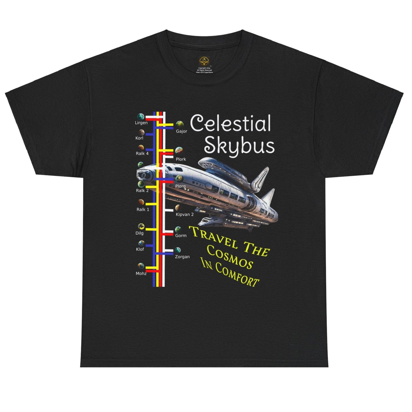 Celestial Skybus Alien Spaceship T-shirt, Daily Spaceship Tee