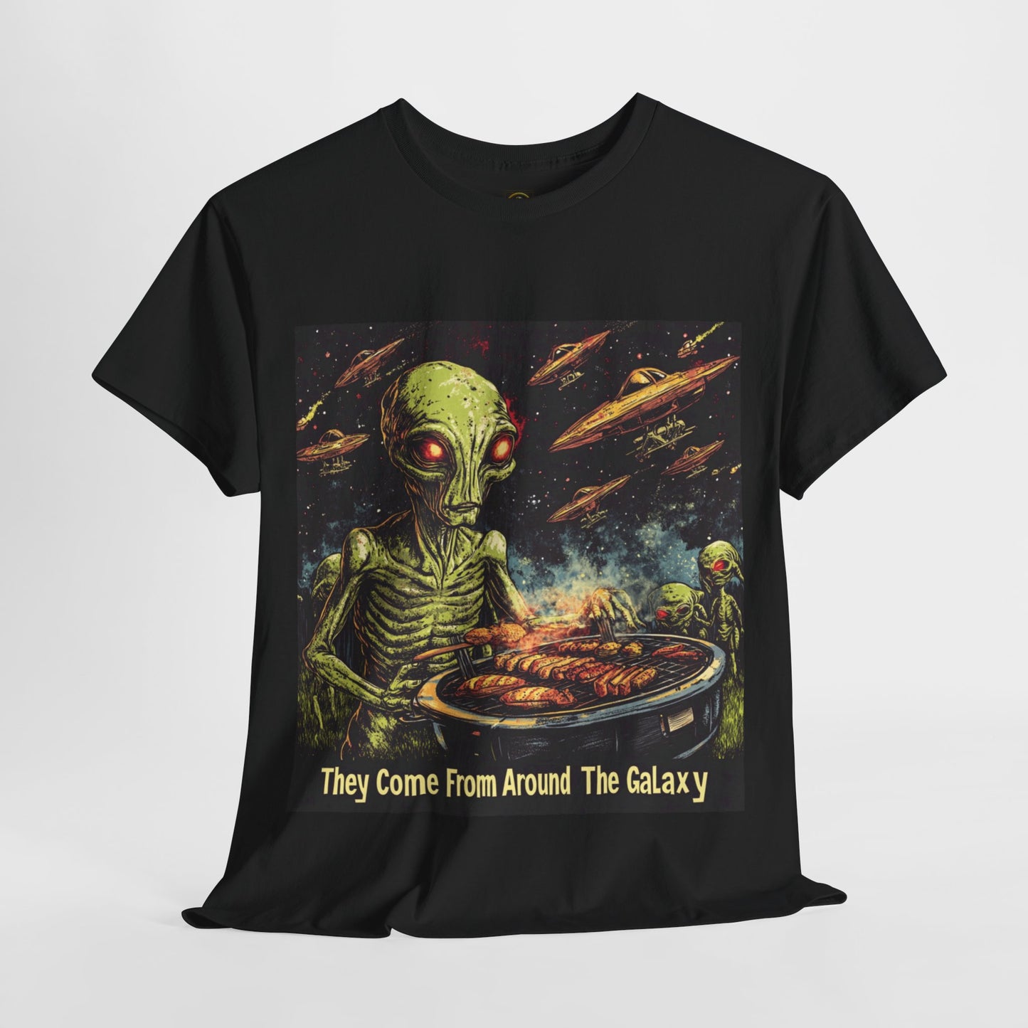 They Come from Around The Galaxy Alien T-Shirt, Alien Grilling Tee