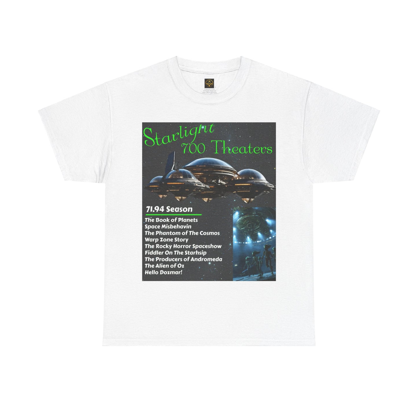 Starlight 700 Theaters Alien T-Shirt, Daily Spaceship Tee, Fun Alien Tee