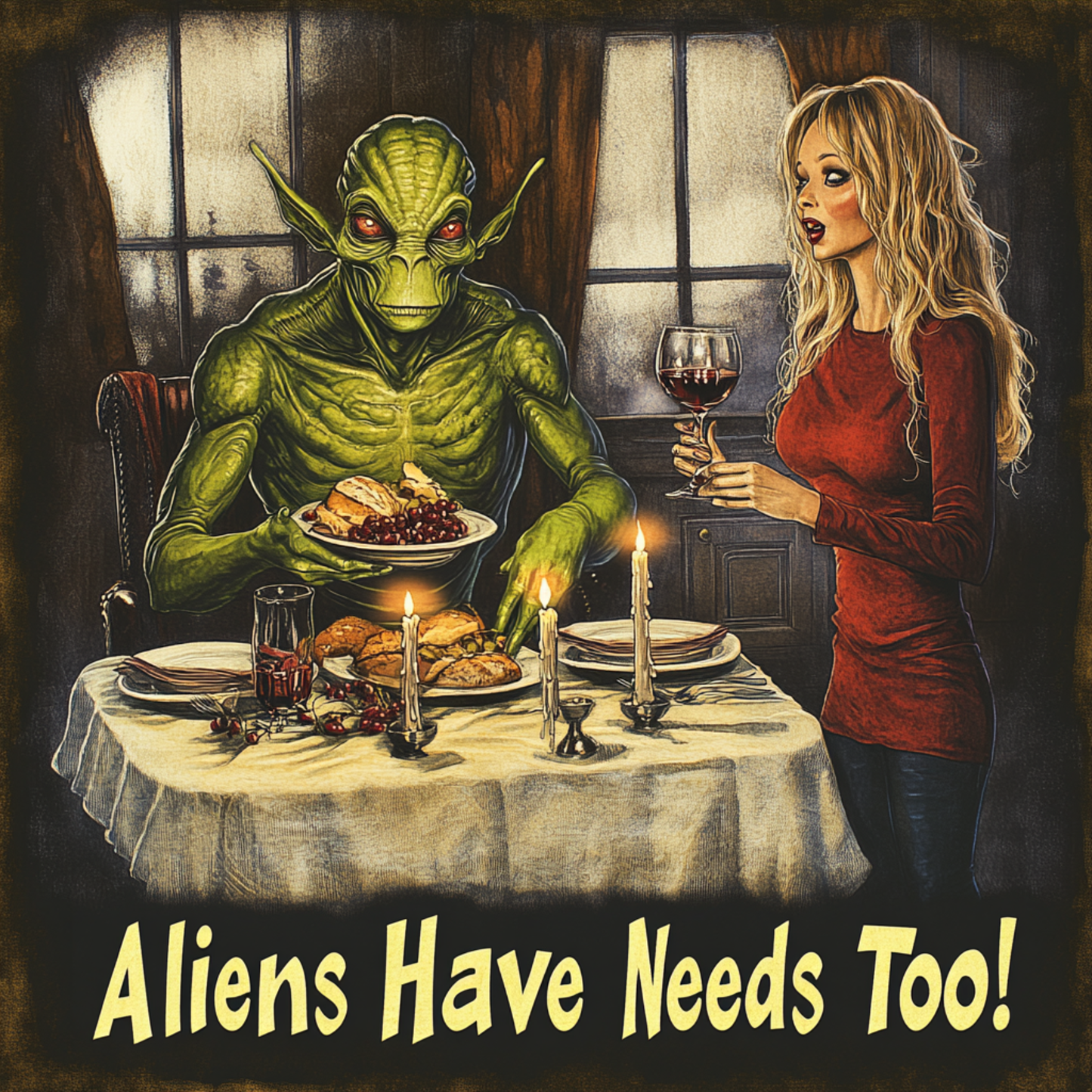 "Aliens Have Needs Too"  Alien Tee, Fun Alien T-shirt