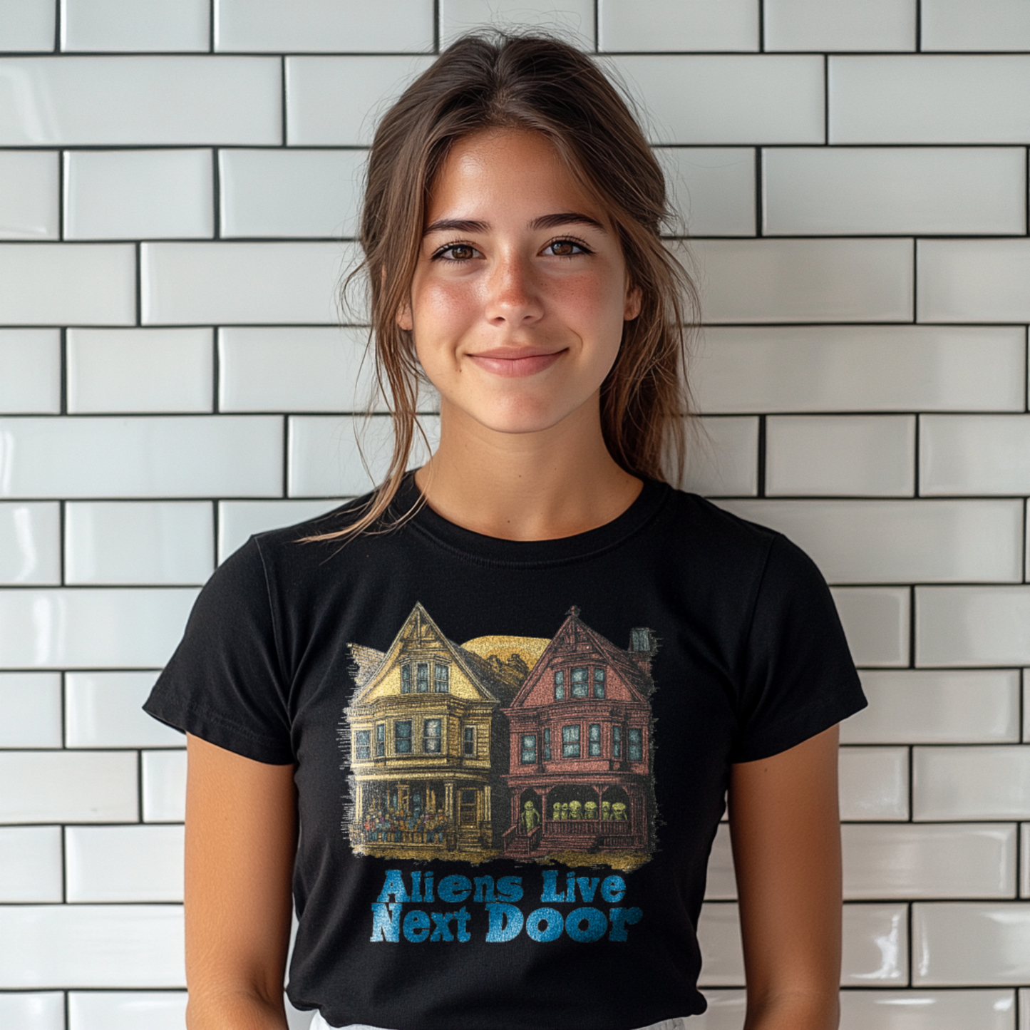 "Aliens Live Next Door" Fun Alien Tee