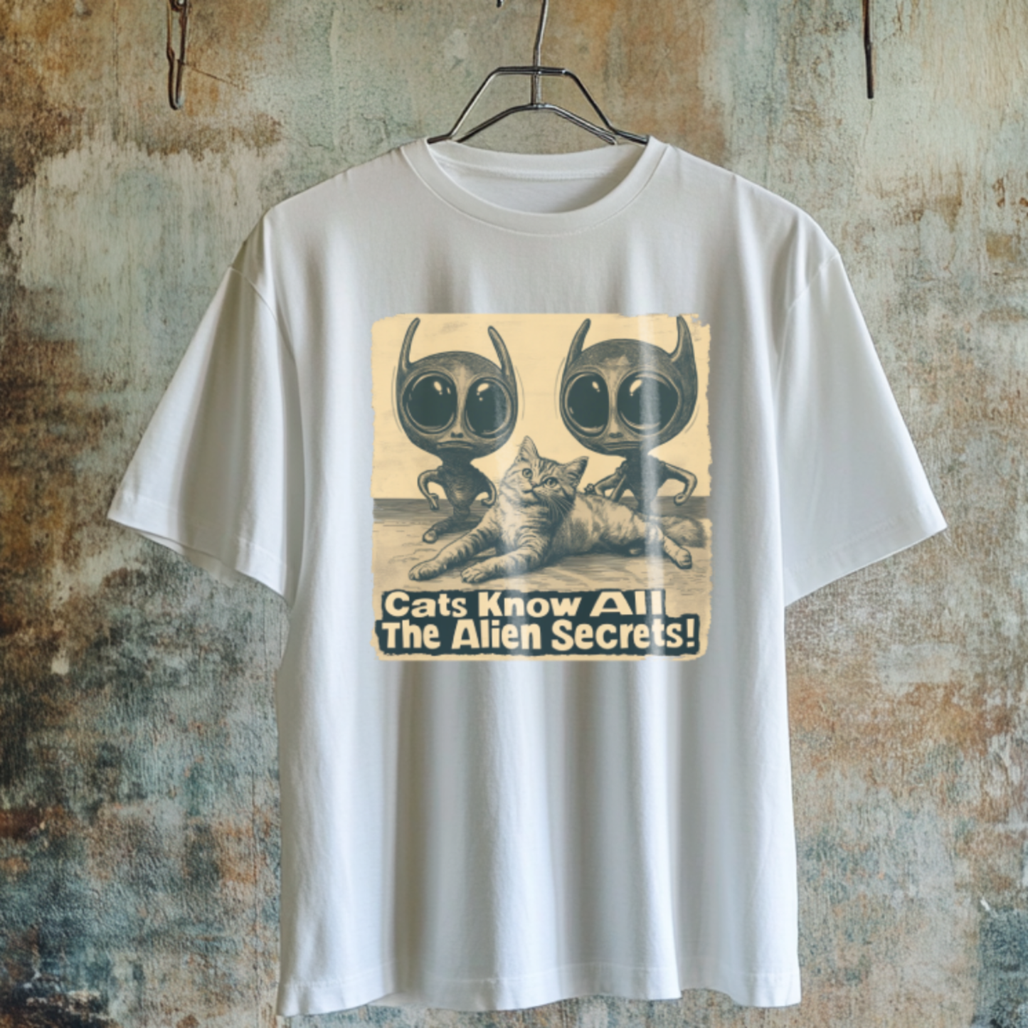 Alien and Cat Tee, Fun Alien T-shirt, Funny Cat Tee