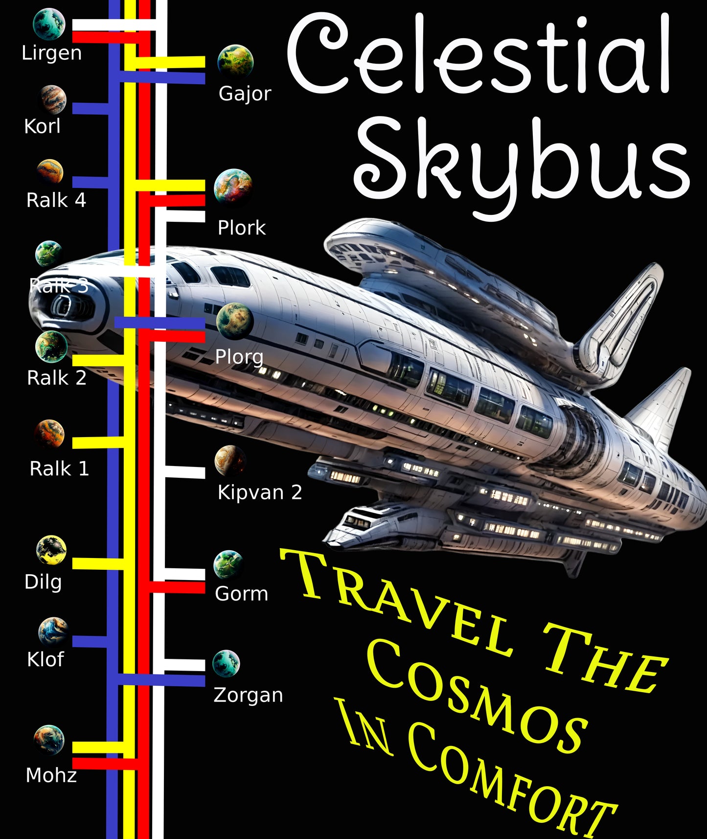 Celestial Skybus, Alien Transport T-Shirt, Daily Spaceship T-Shirt