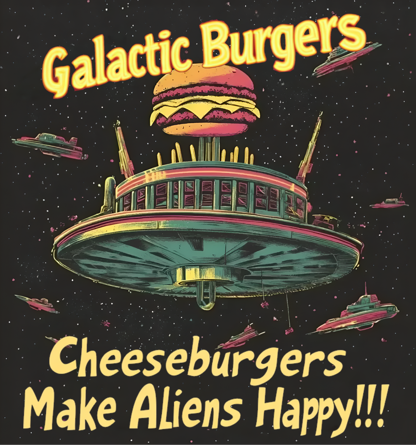 Alien Cheeseburger Tee - Funny Galactic Burgers T-shirt