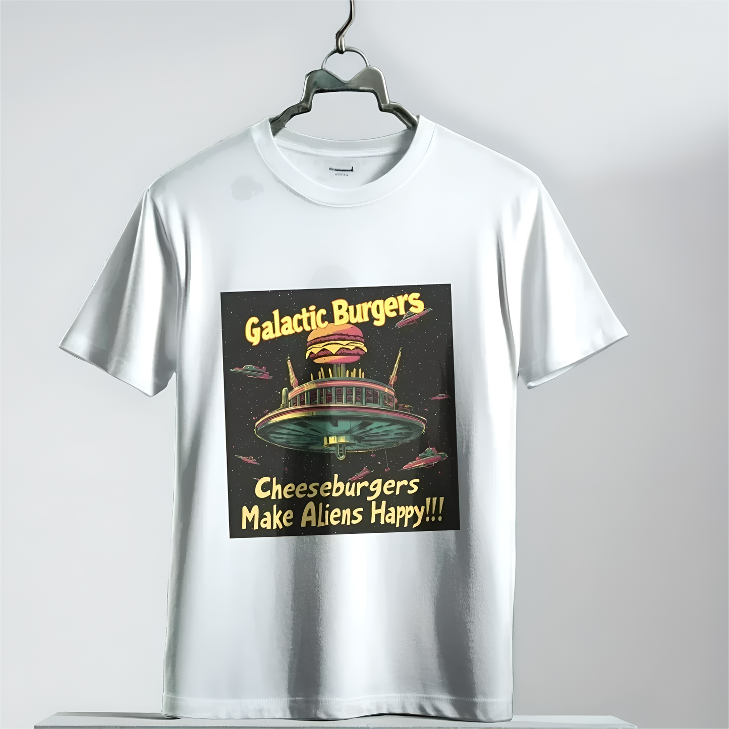 Alien Cheeseburger Tee - Funny Galactic Burgers T-shirt