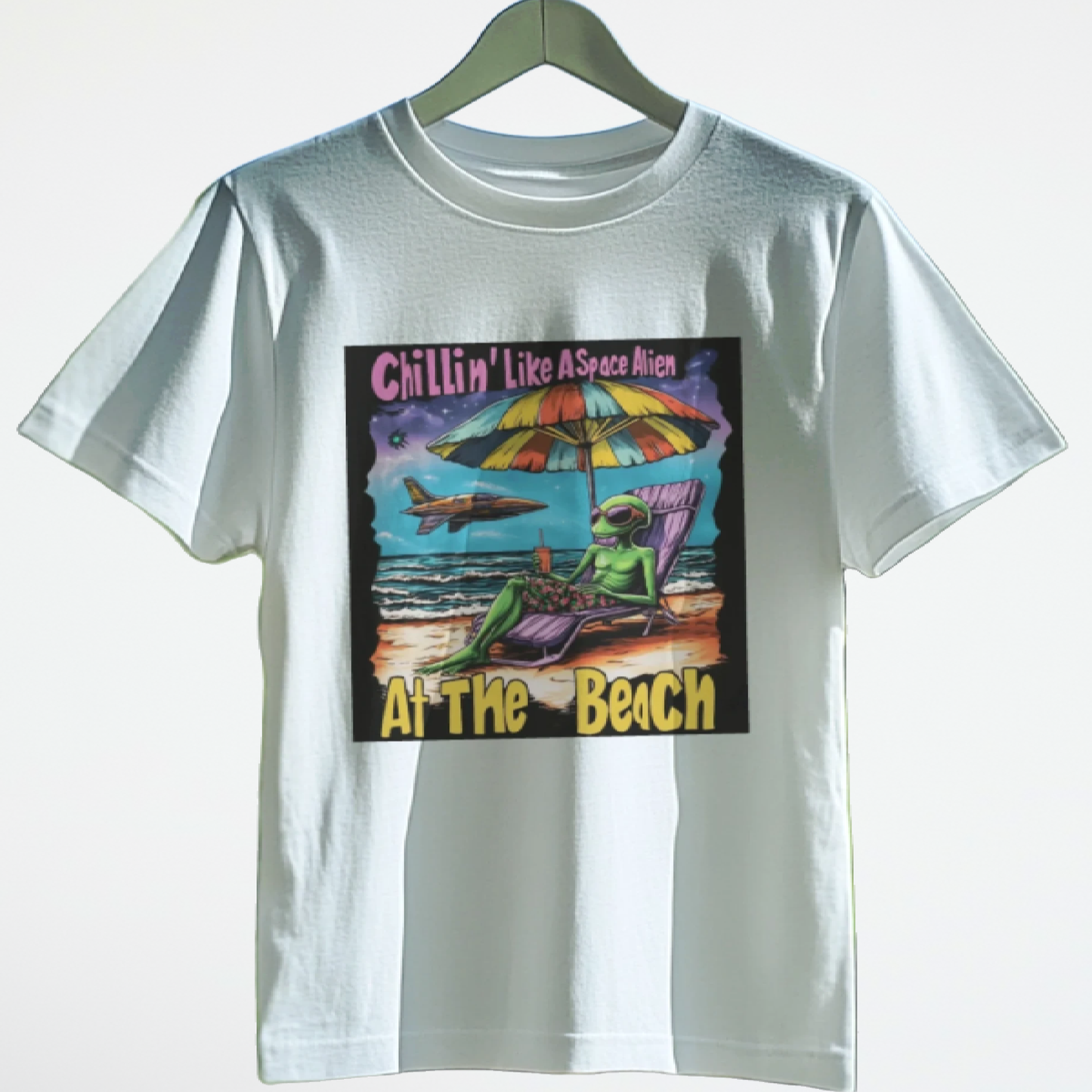 Chillin Like An Alien... At The Beach T-Shirt, Fun Alien Tee Gift