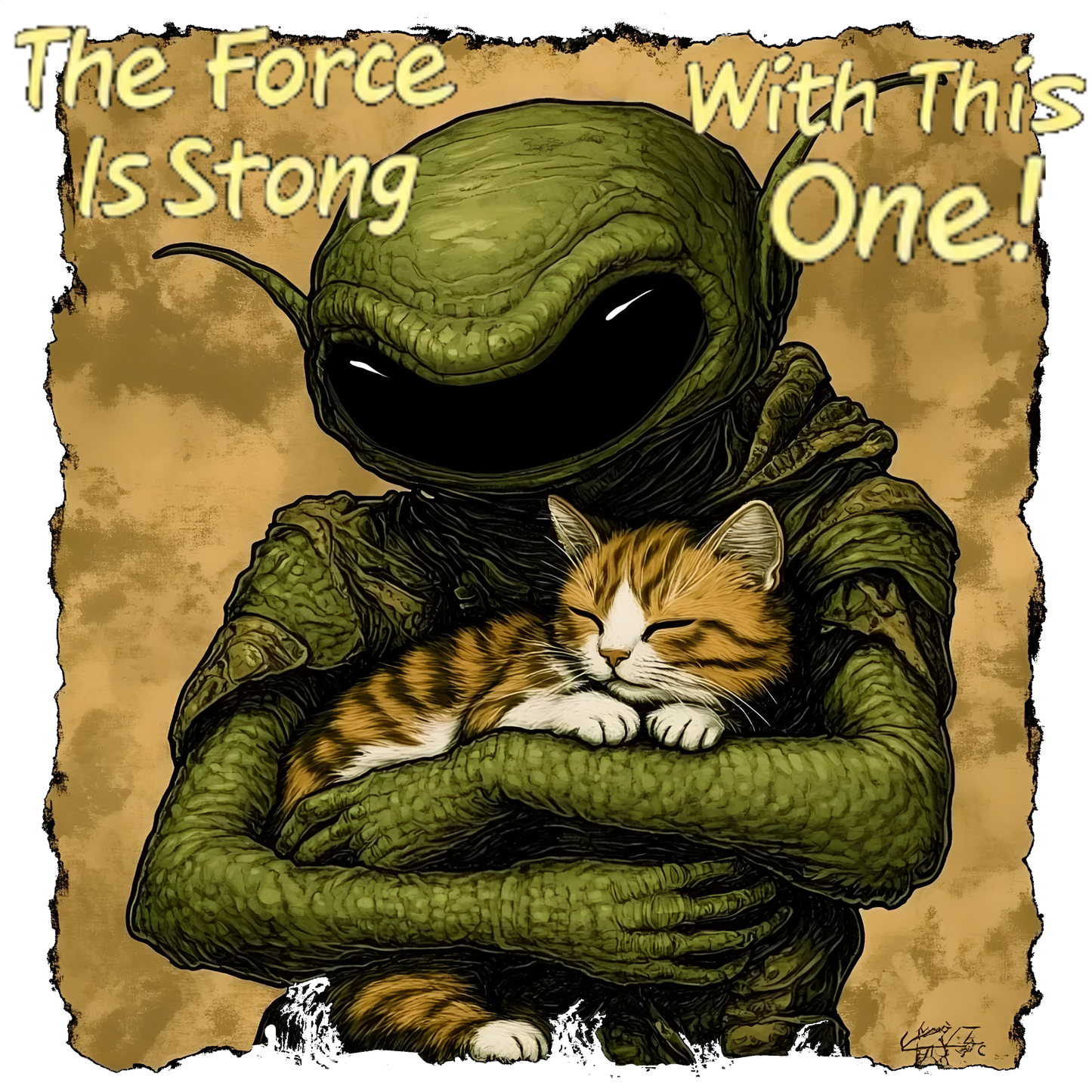 Alien and Cat Tee - The Force Is Strong With This One T-shirt