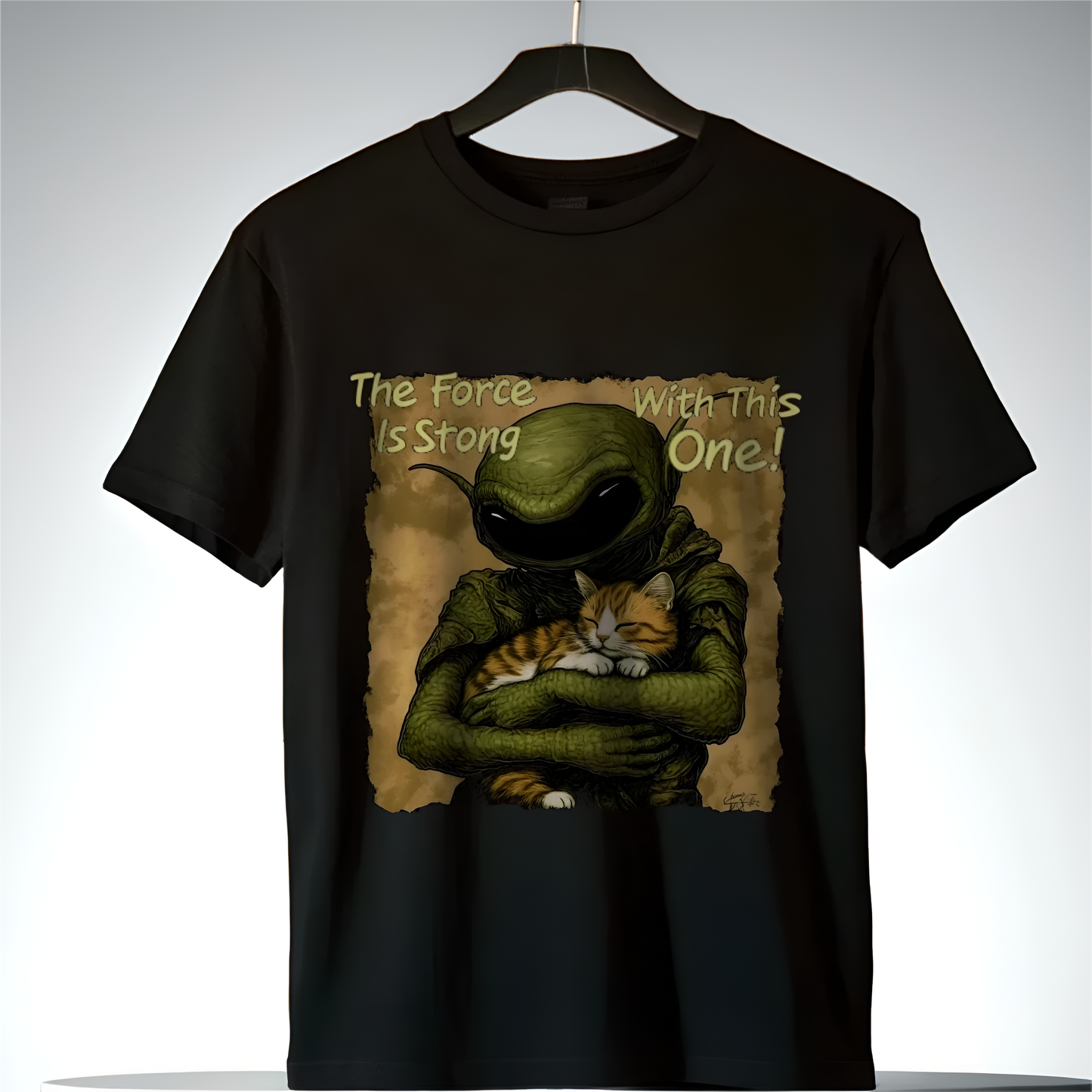 Alien and Cat Tee - The Force Is Strong With This One T-shirt