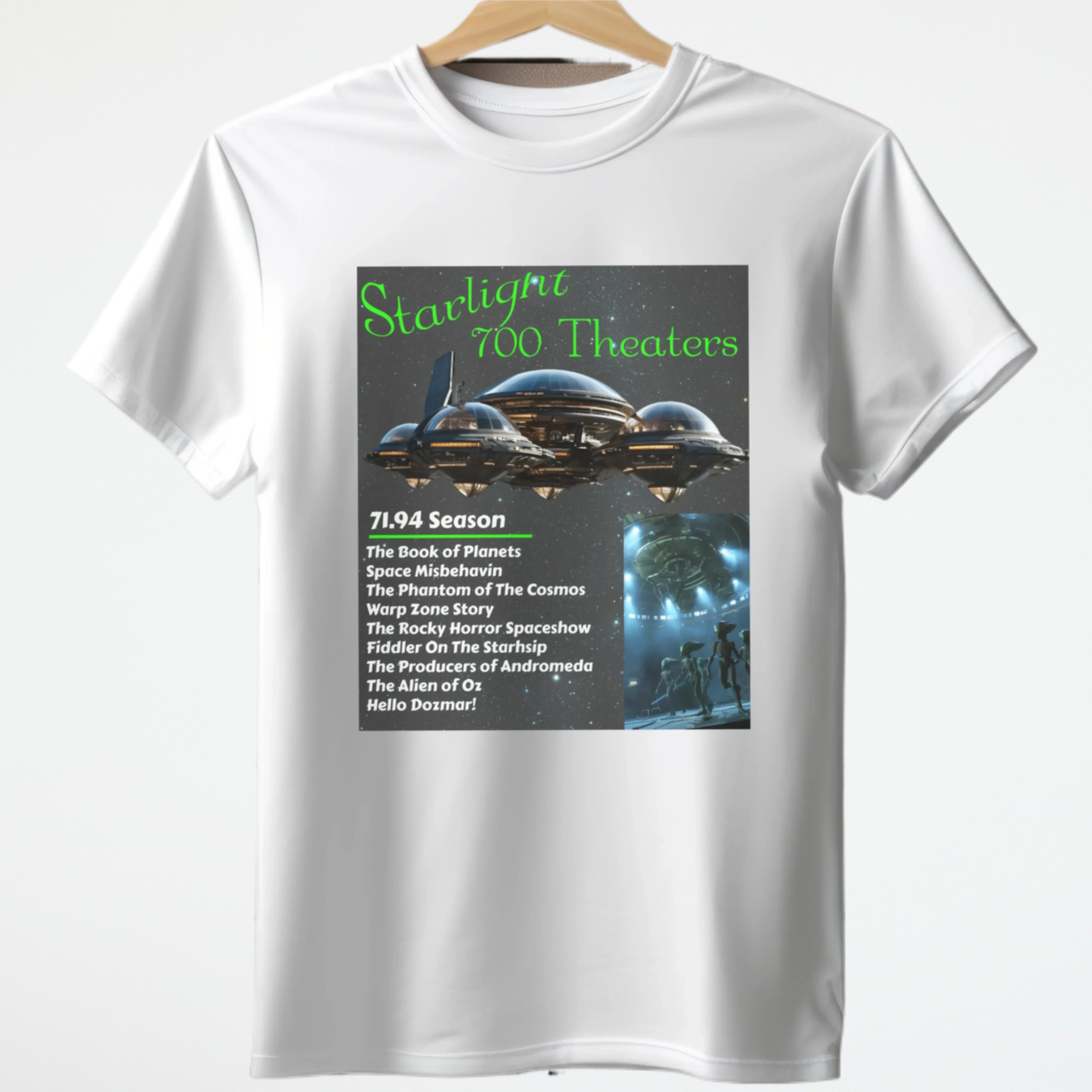 Starlight 700 Theaters T-Shirt, Daily Spaceship T-Shirt, Alien Tee