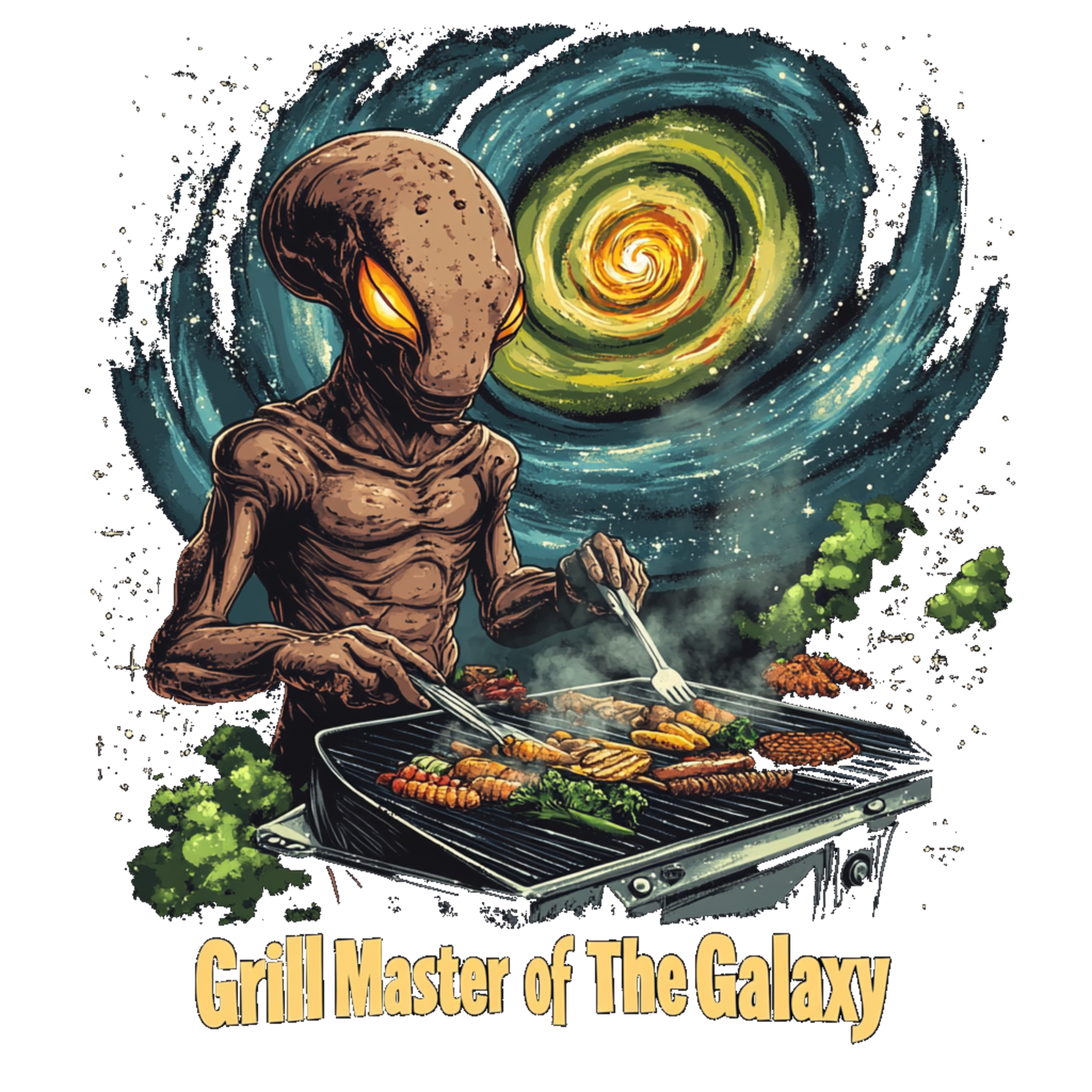 GrillMaster of The Galaxy Alien T-Shirt, Fun Alien Tee