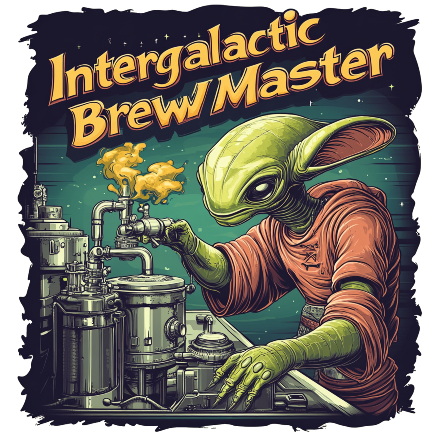 Intergalactic BrewMaster Alien Tee, Fun Alien T-Shirt