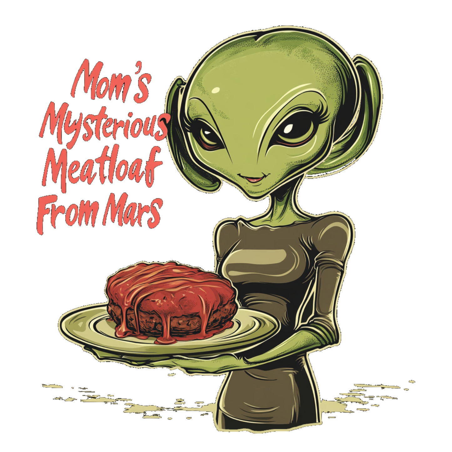 Mom's Mysterious Meatloaf From Mars Alien Tee, Funny Alien T-Shirt