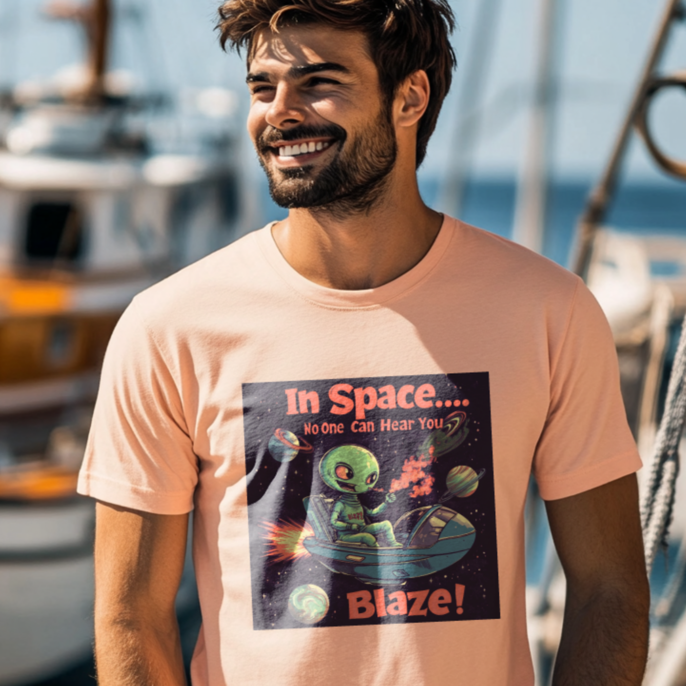 "In Space No One Can Hear You Blaze", Funny Alien Tee