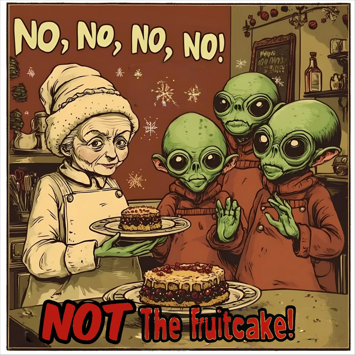 No, No, No, No ... Not The Fruitcake! Alien T-Shirt, Funny Holiday Tee