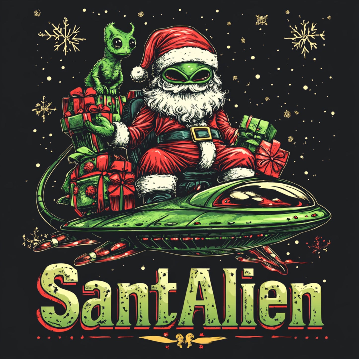 SantAlien Holiday Alien Tee, Holiday T-Shirt