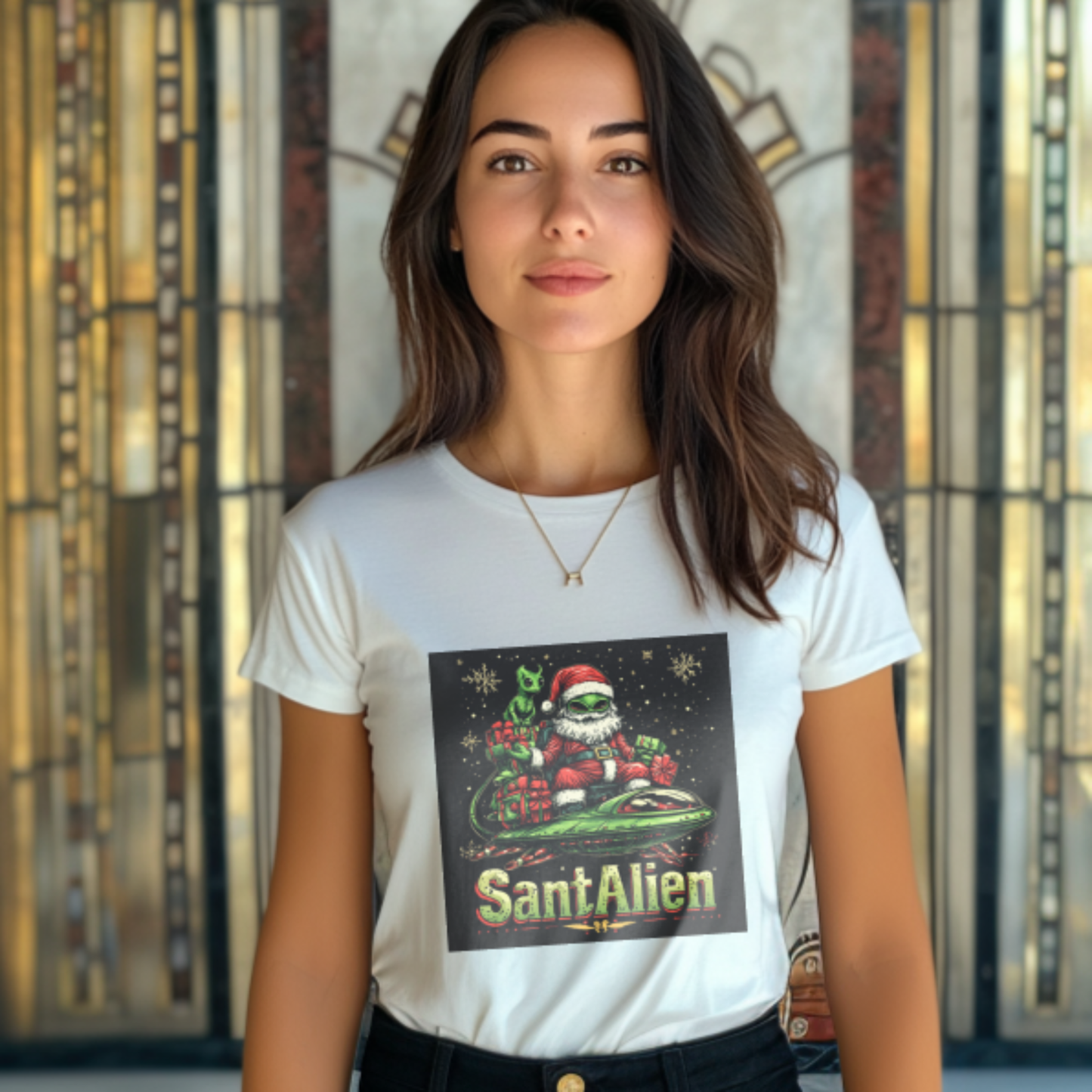 SantAlien Holiday Alien Tee, Holiday T-Shirt