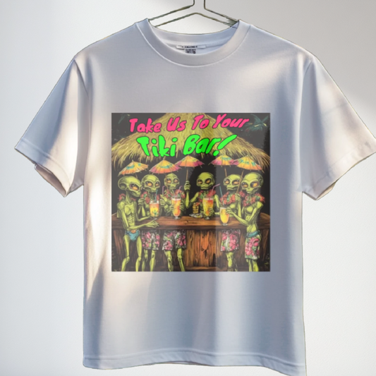 Take Us To Your Tiki Bar! Alien T-Shirt, Alien Tiki Bar Tee