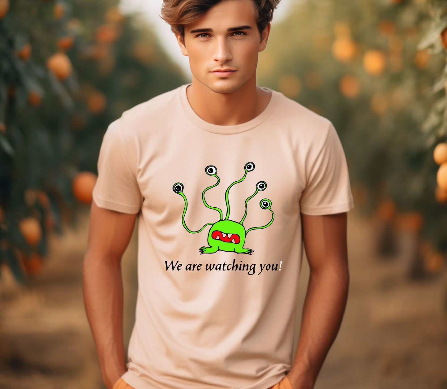 Humorous Alien T-Shirt "We are watching you!" Funny alien tee