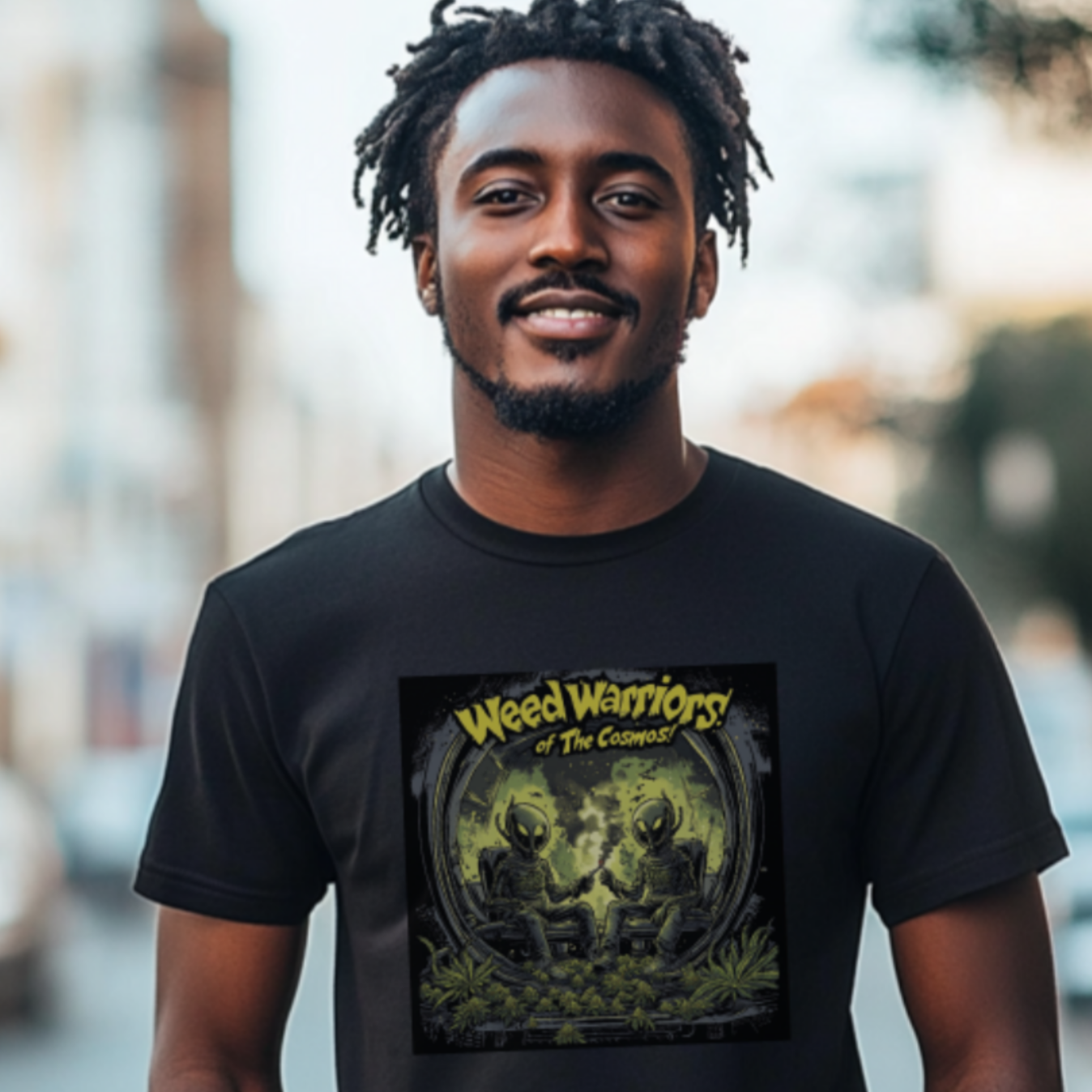 "Weed Warriors Of The Cosmos", Funny Alien T-Shirt