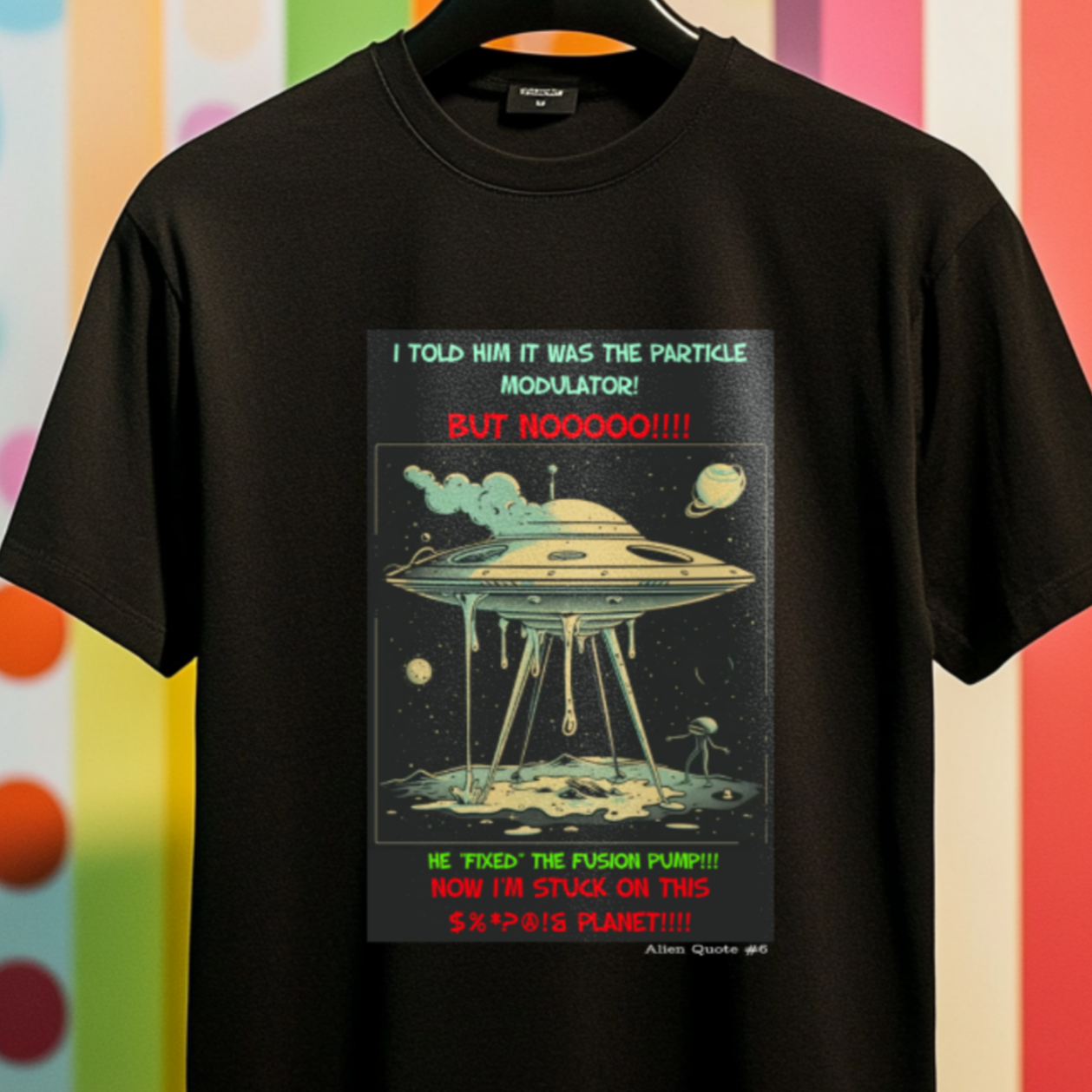 Alien T-Shirt Flying Saucer Breakdown Funny Alien Tee UFO Tshirt