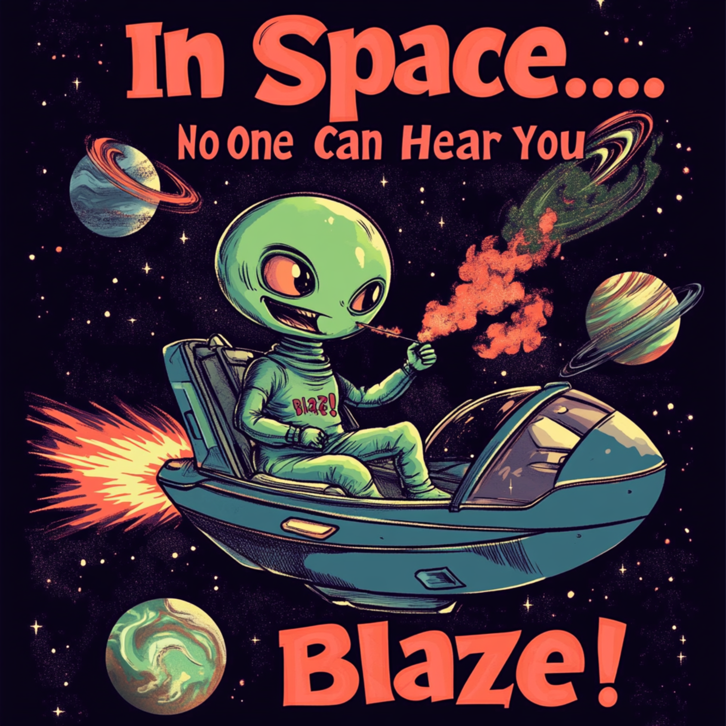 "In Space No One Can Hear You Blaze", Funny Alien Tee