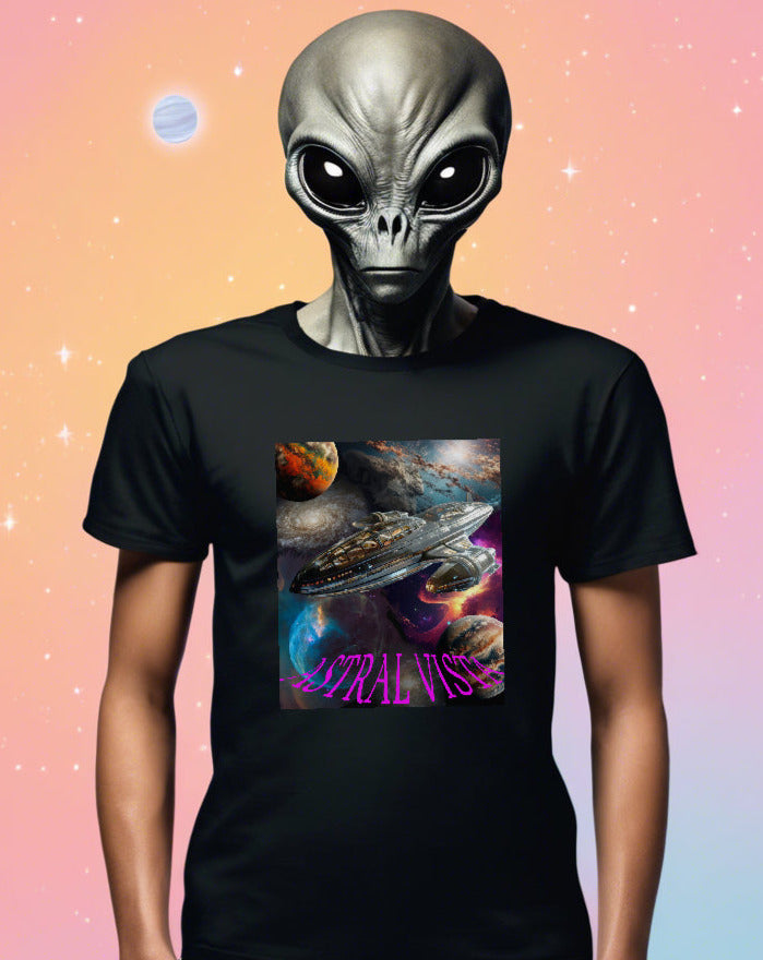 Astral Vista T-Shirt, Daily Spaceship Tee, Alien T-Shirt