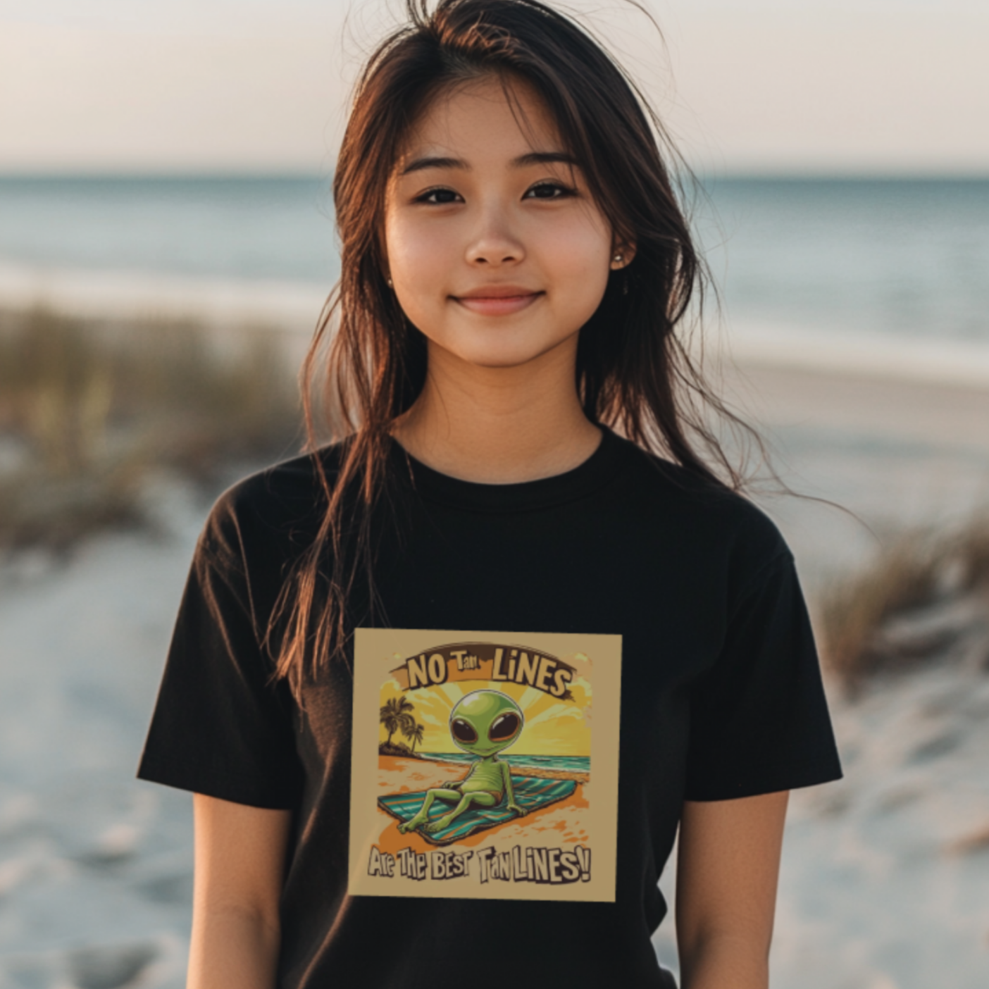 No Tan Lines Are The Best Tan Lines Alien Tee, Fun Alien Beach T-Shirt