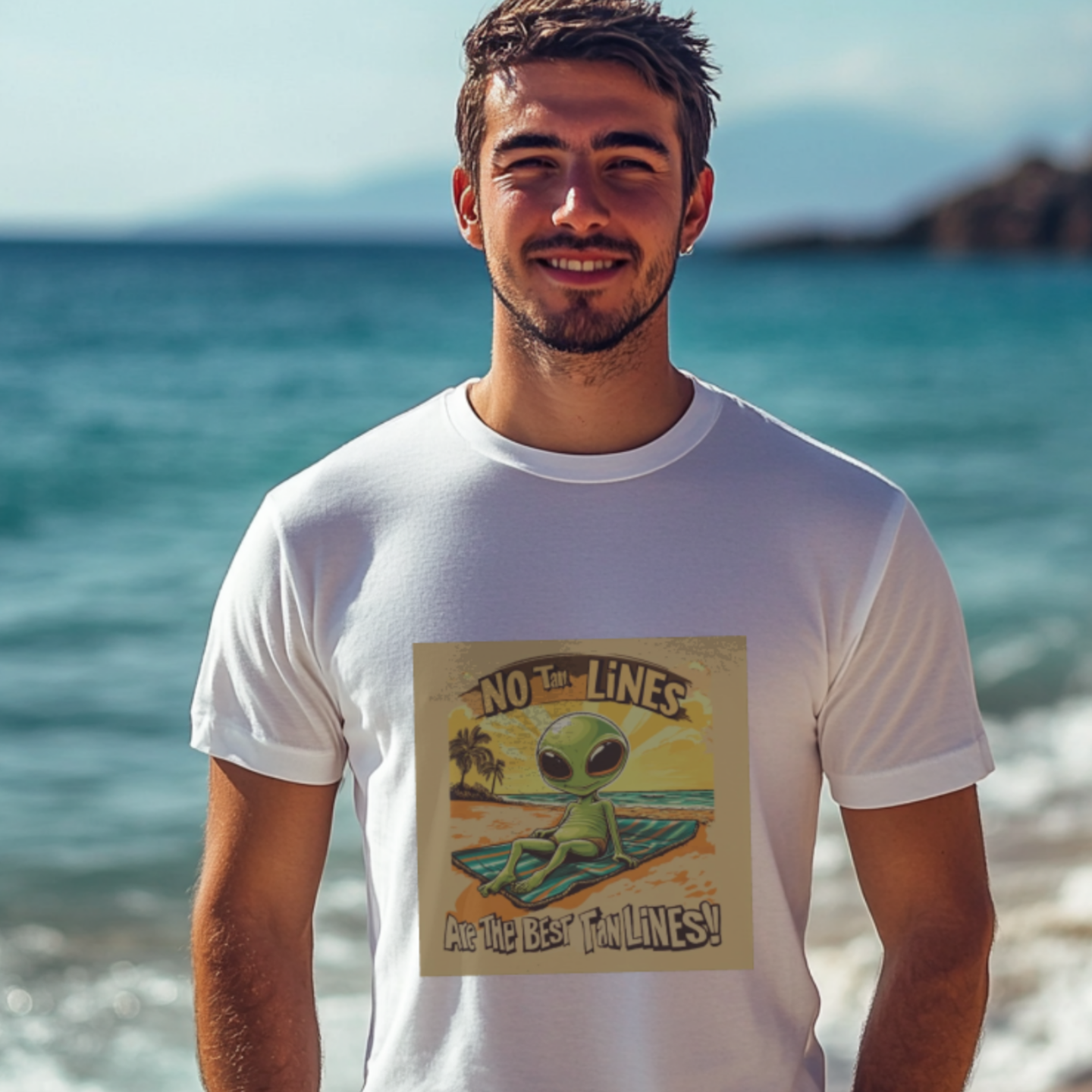 No Tan Lines Are The Best Tan Lines Alien Tee, Fun Alien Beach T-Shirt