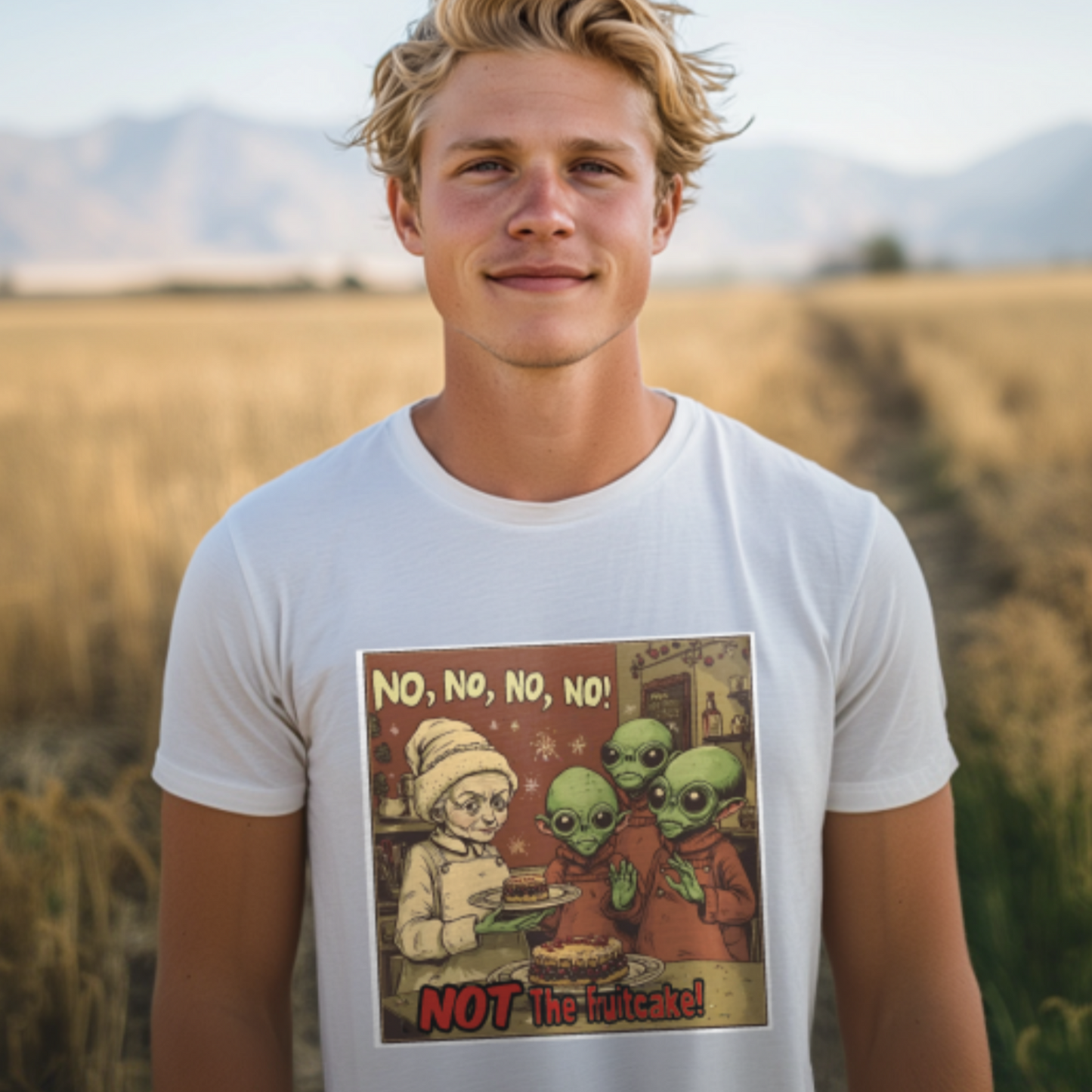 No, No, No, No ... Not The Fruitcake! Alien T-Shirt, Funny Holiday Tee