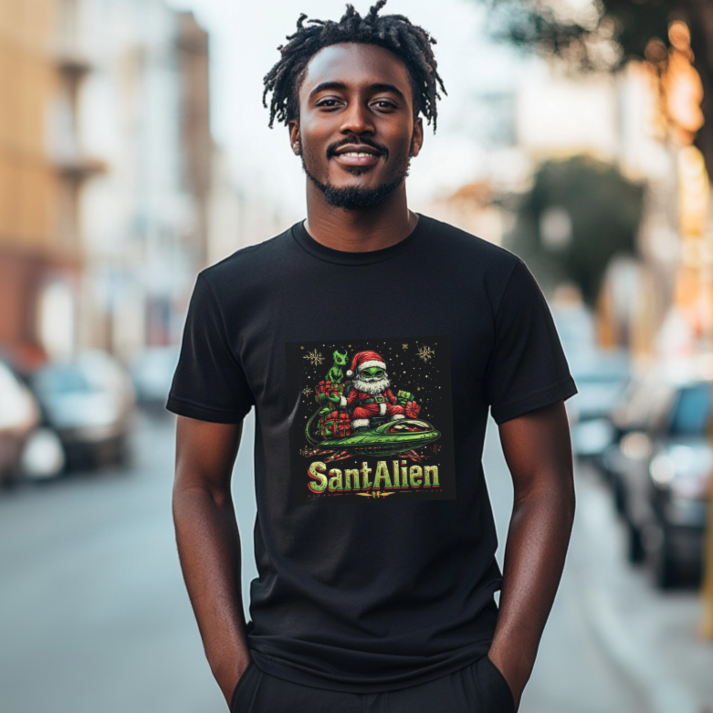 SantAlien Holiday Alien Tee, Holiday T-Shirt