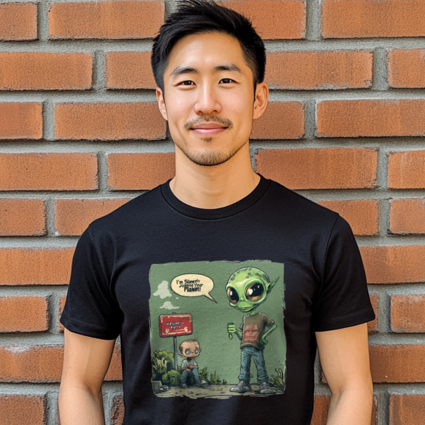 I'm Silently Judging Your Planet Alien T-Shirt, Fun Alien Tee