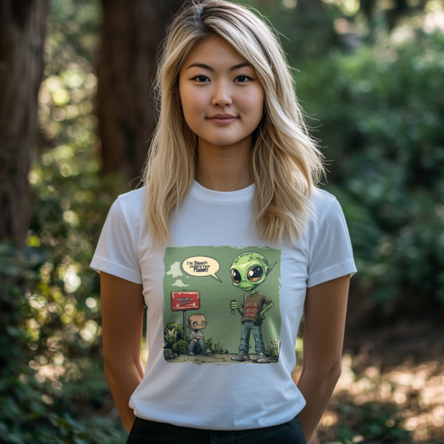 I'm Silently Judging Your Planet Alien T-Shirt, Fun Alien Tee