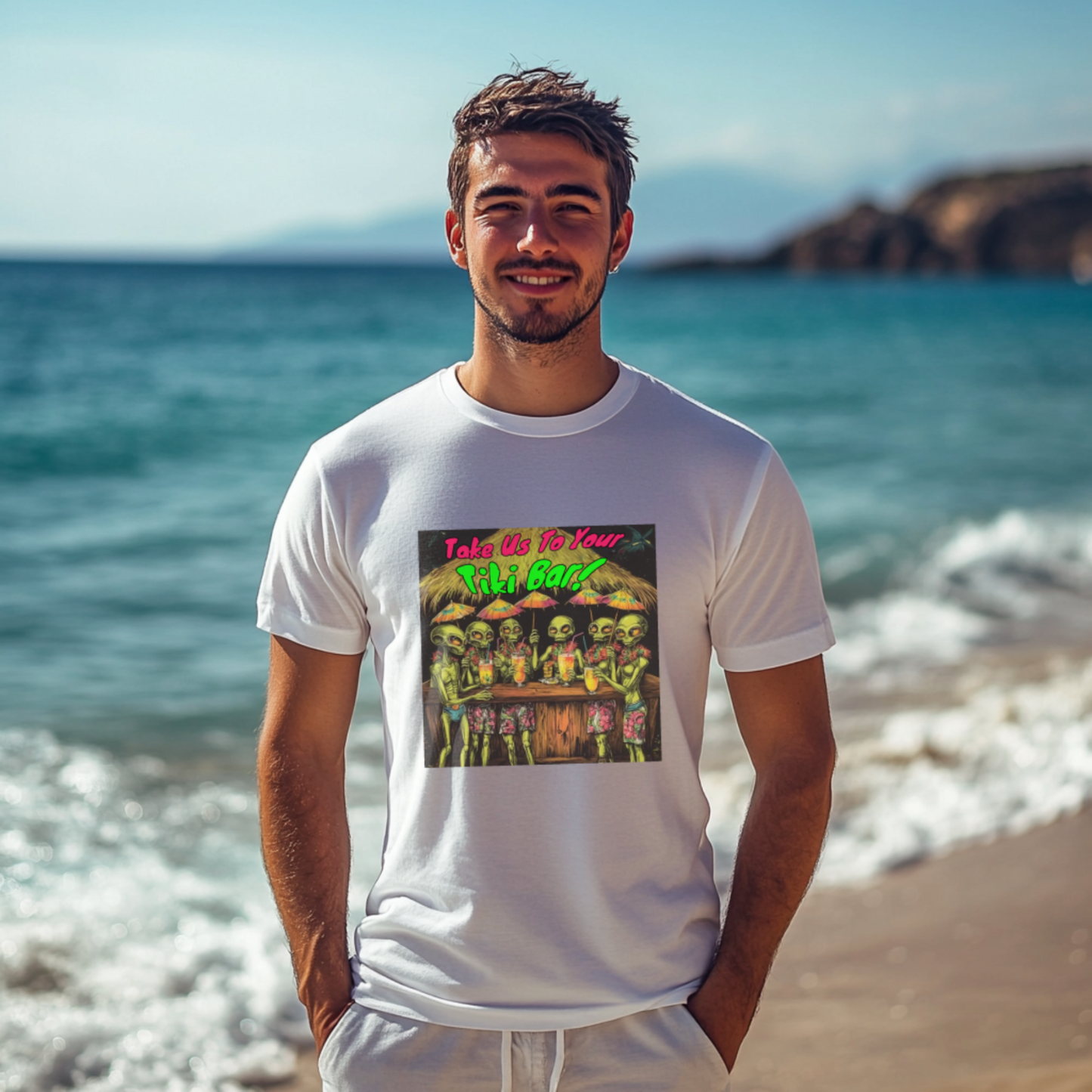 Take Us To Your Tiki Bar! Alien T-Shirt, Alien Tiki Bar Tee