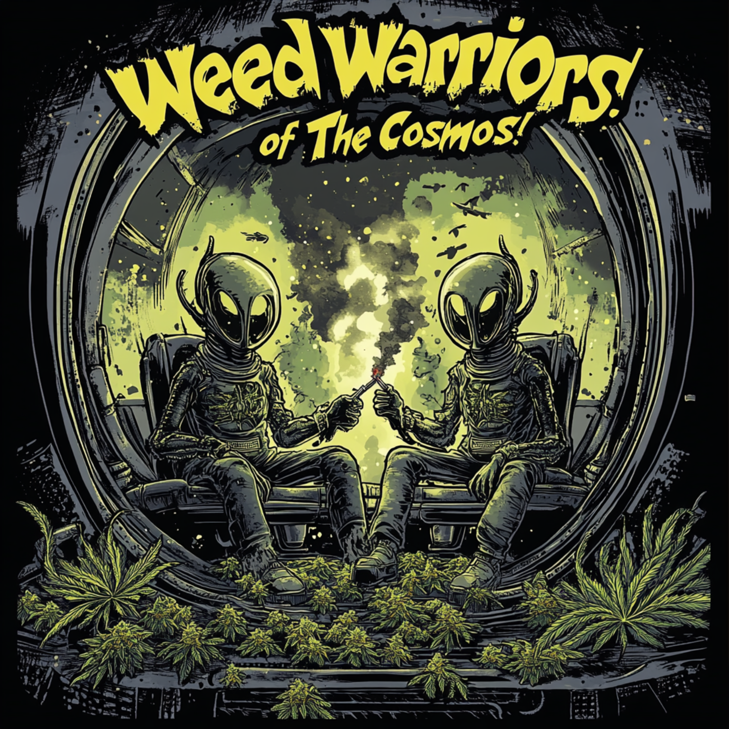 "Weed Warriors Of The Cosmos", Funny Alien T-Shirt